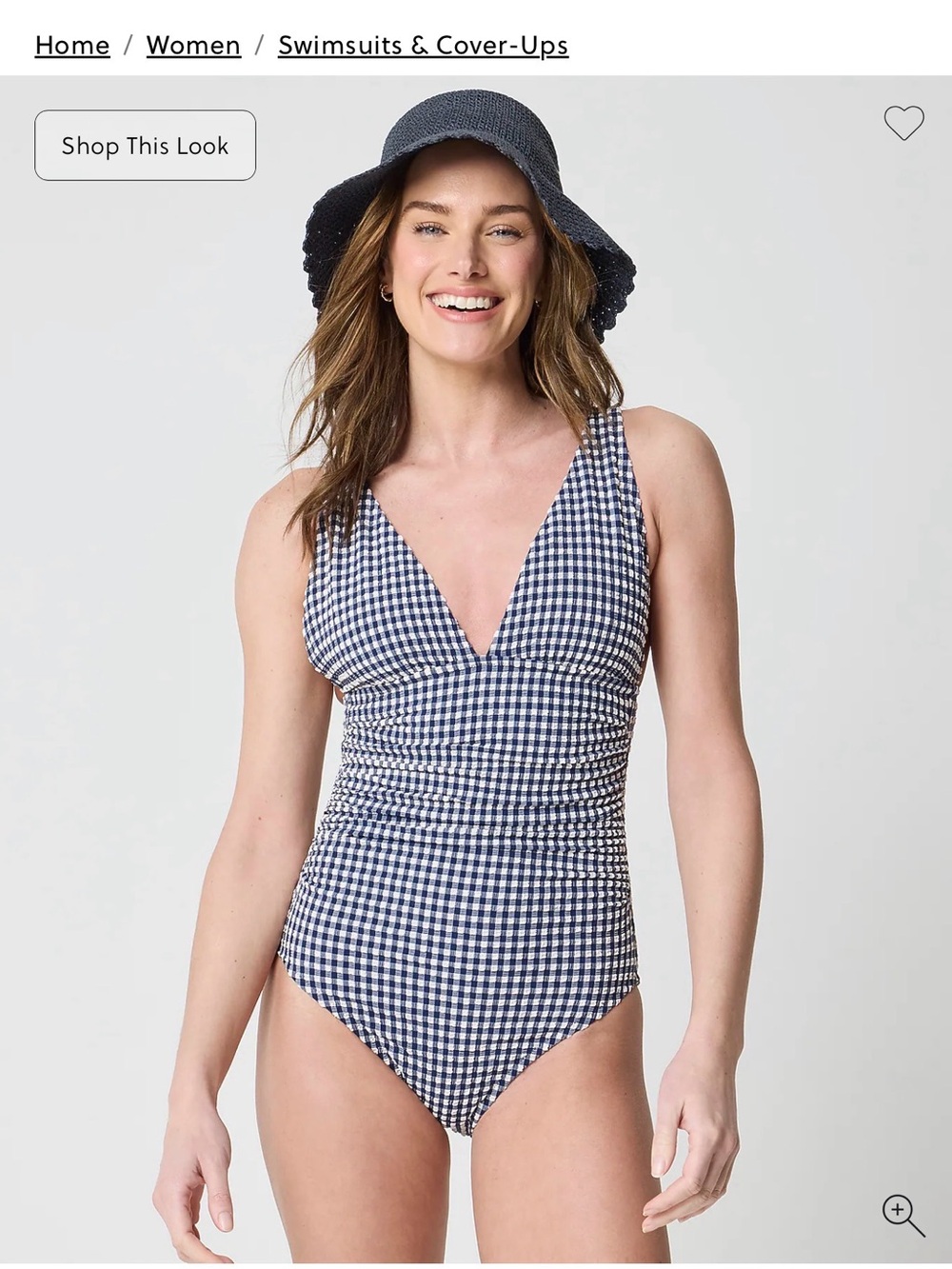 NWT J Crew Factory Women’s Navy Gingham One-Piece Swimsuit XL